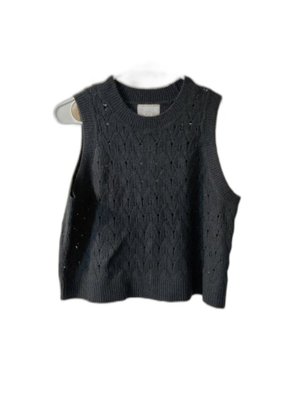 Universal Thread Black Pointelle Knit Sweater Vest NWT